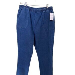 NEW Blair Womens Denim Pull-On Pants/Jeans Size 18 Elastic Waistband  Blue